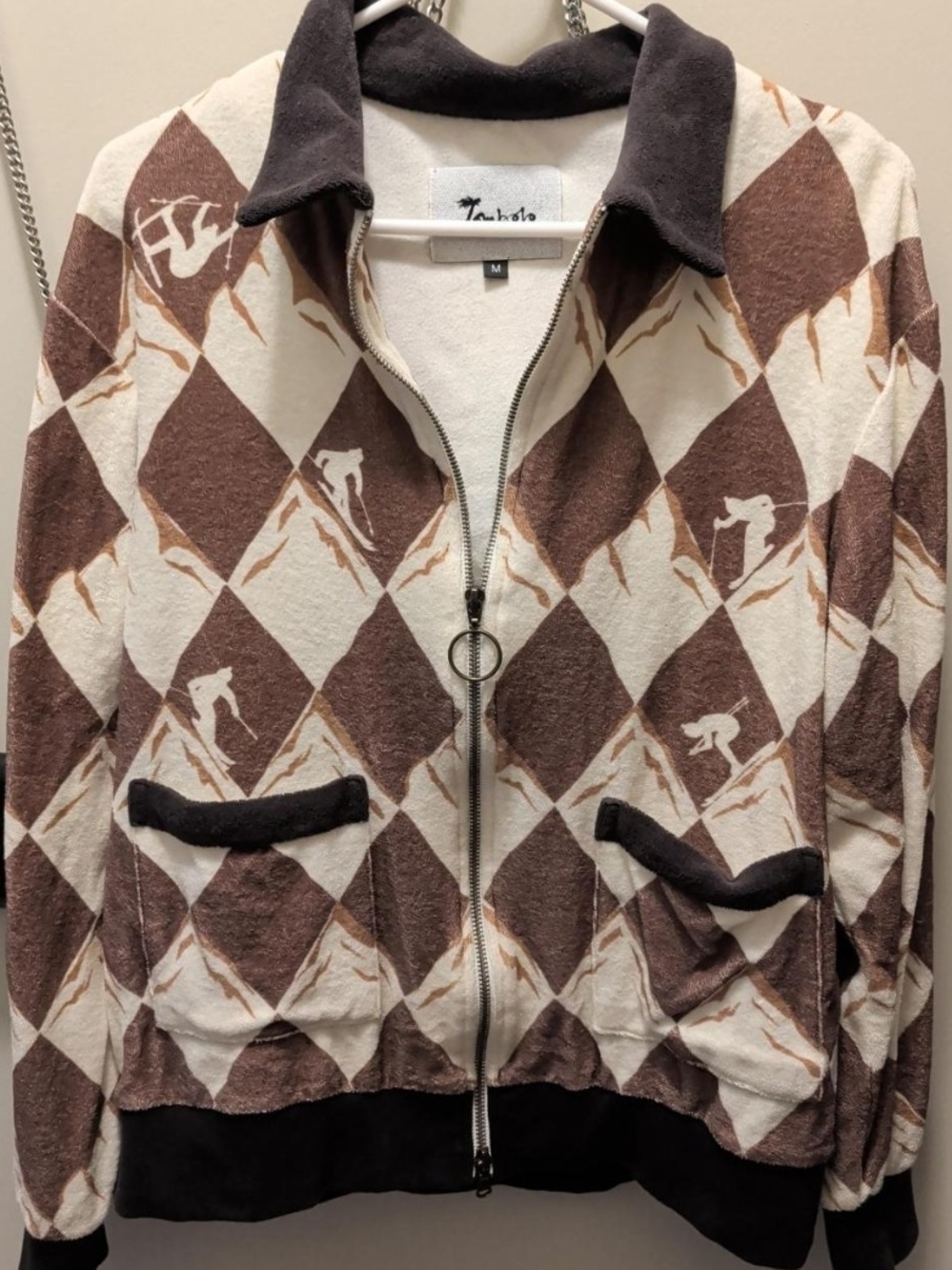 Tombolo Brown & Cream Zip-Up Ski Pattern Jacket